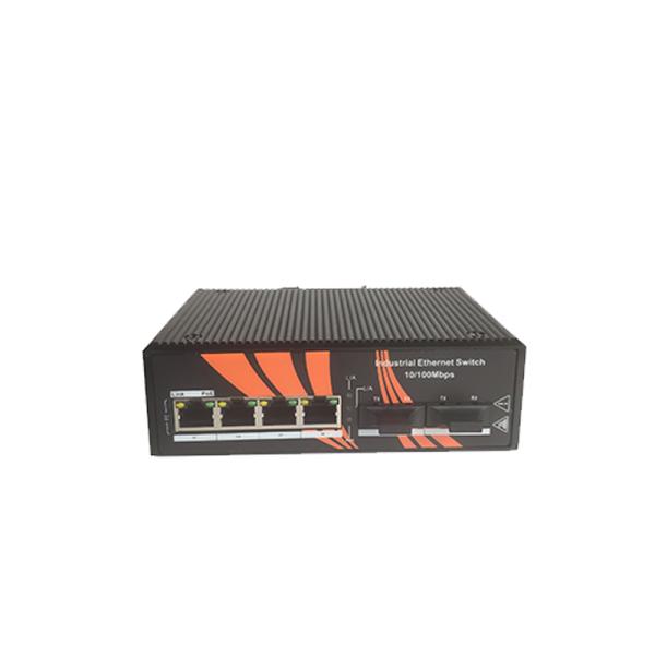 10/100M Industrial Unmanaged Poe Switch Din Rail With 2 SC Ports 4 RJ45 Ports