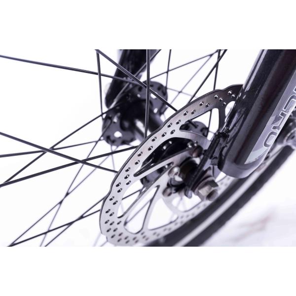 Black Lightweight Foldable Electric Bike Pedals Power Assist 14 Inch Wheels