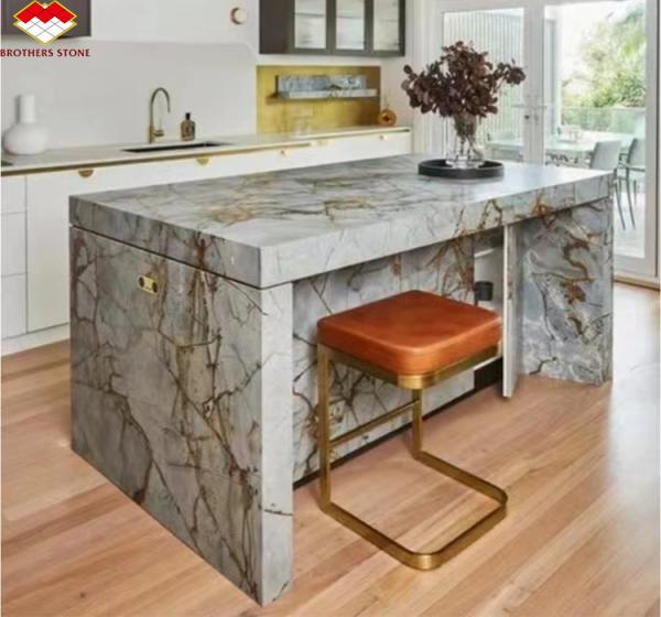 Blue Roma Quartzite Big Slab Suitable for Hotel Interior Wall and Kitchen Countertop