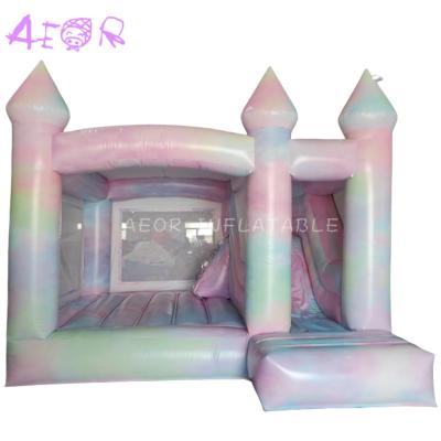 Party Tie Dye Color Inflatable Bounce House Slide Tie Dye Bouncy Castle
