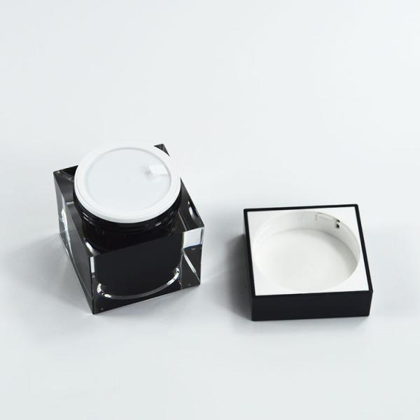 Acrylic Collar Jar for Skin Care Cream in Thick Wall Square Shape Customized Color