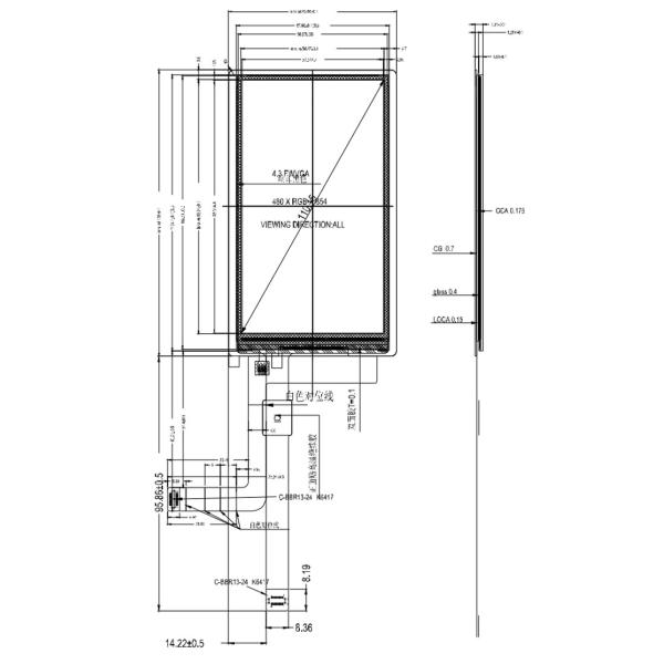 интерфейс модуля NT35512 MIPI дисплея дюйма TFT LCD 480x854 IPS 4,3