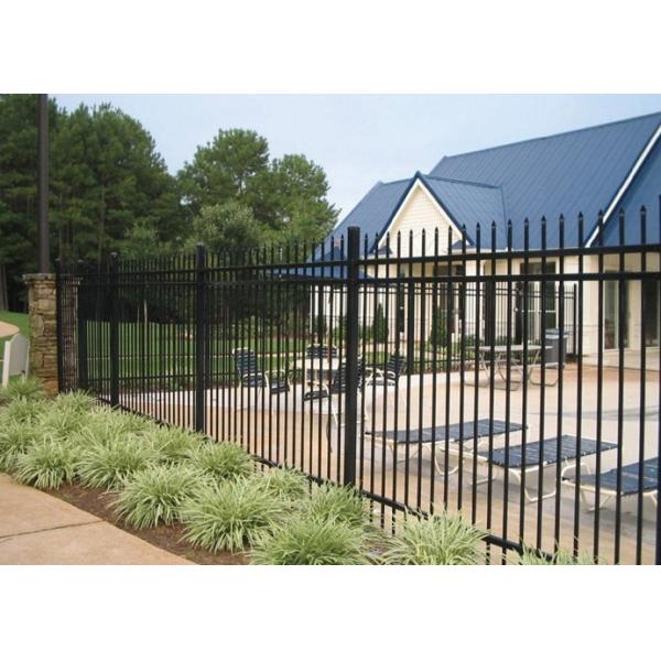 60*60mm Post Size Metal Garden Fencing , Black Rod Iron Fence 2.0m --2.5m Length