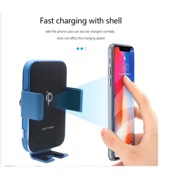 Infrared Sensing Aluminum Alloy 10W Qi Car Phone Charger