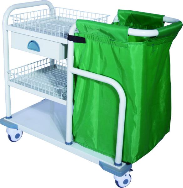 Medical Trolleys , Epoxy Coated Steel Laundry Trolley For Nurse