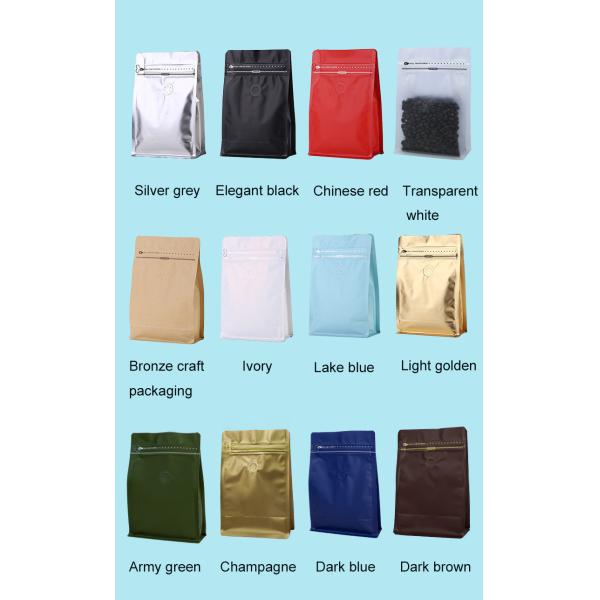 Arrivées 8 sacs à café en aluminium avec vanne et fermeture à glissière