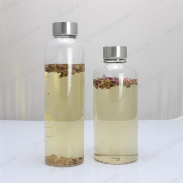 500ml 550ml 650ml 750ml High borosilicate glass water bottle with lid