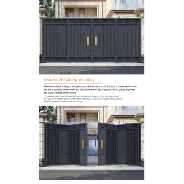 Внешнее оформление черный вход двойная дверь из нержавеющей стали кованое железо дизайн главные ворота