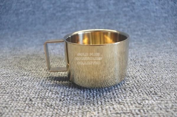 Modern Breakfast Set Golden Stainless Steel Coffee Cup With Round Plate 200ml