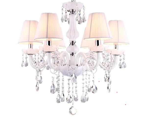 6 lights White Crystal chandelier Dining room Kitchen Bathroom Lamp Fixtures (WH-CY-37)
