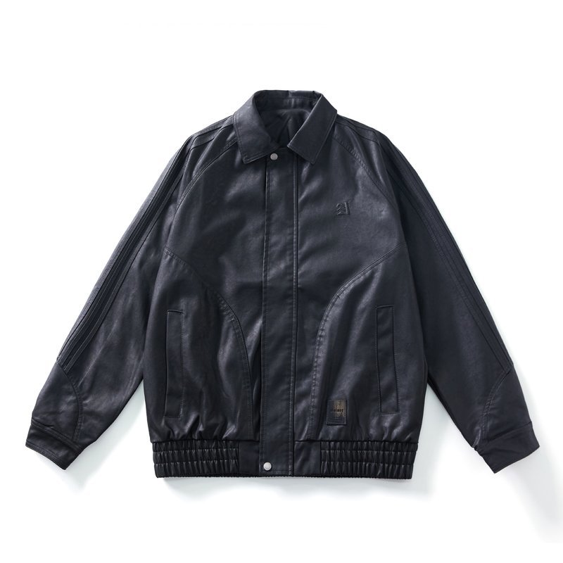 Daily Ribbed Hem Ribbed Cuff faux leather jacket wholesale Long Sleeve Autumn 2026 Custom (YY-J032)
