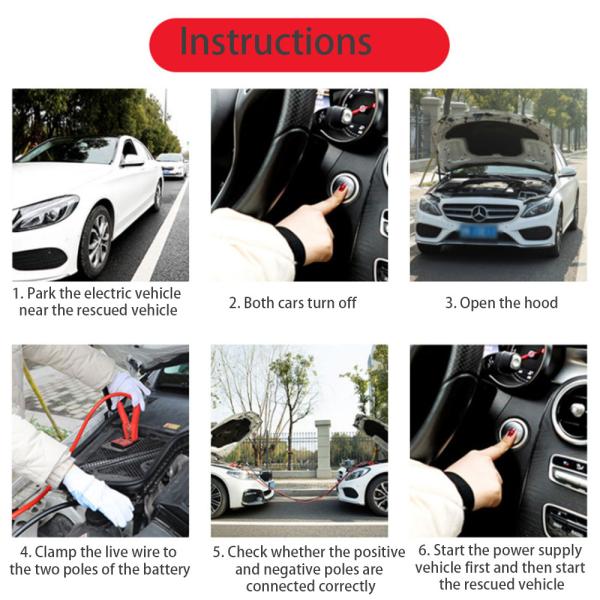 соединительные кабели батареи антифриза 1000A связывают проволокой проводку для спасения автомобиля