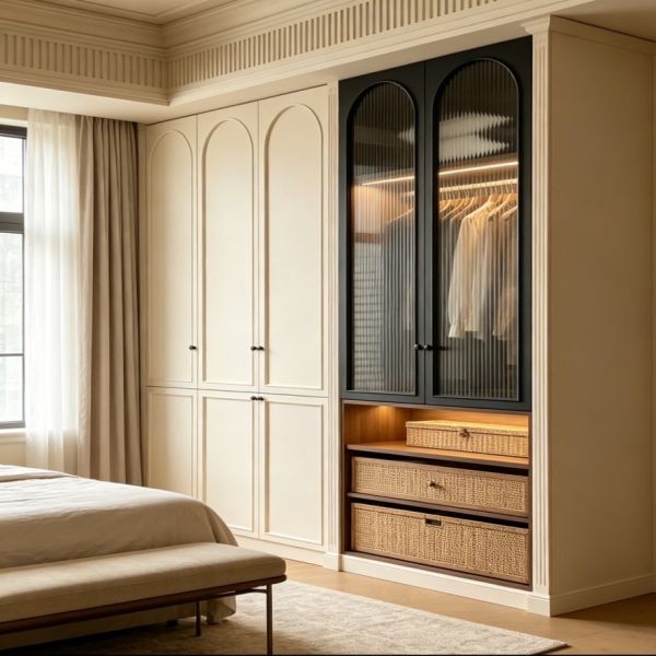 French Retro Cream & Black Two-Tone Whole House Custom Cabinet