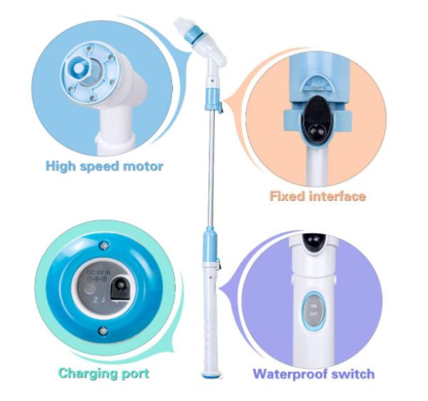 DC 3.6V Cordless Power Electric Spin Scrubber Brush 360 44*6.5in