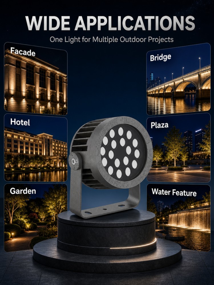 High Lumen Round Outdoor LED Flood Lights With 20 Lens Array for Industrial Warehouses