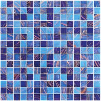 Sea blue with gold line glass mosaic mix pattern swimming pool mosaic tile