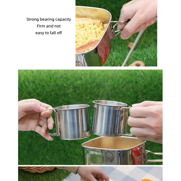 Lightweight Backpacking Outdoor Kitchen Picnic Pot Pan Stainless Steel 6 PCS Camping Cookware Set For Out Door Hiking