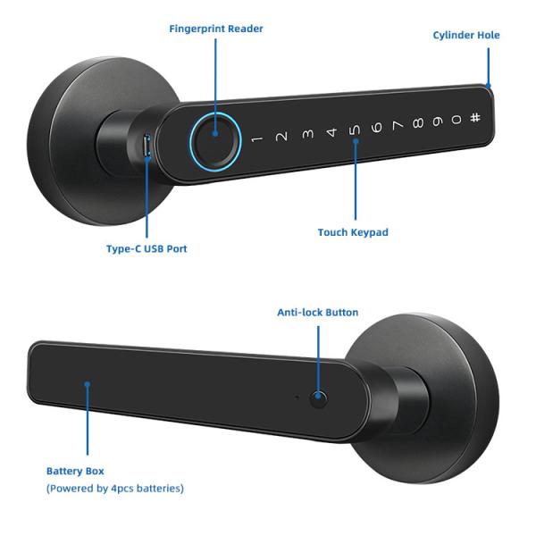 Wifi TTlock Smart Handle Door Lock Zinc Alloy For Outside Gate
