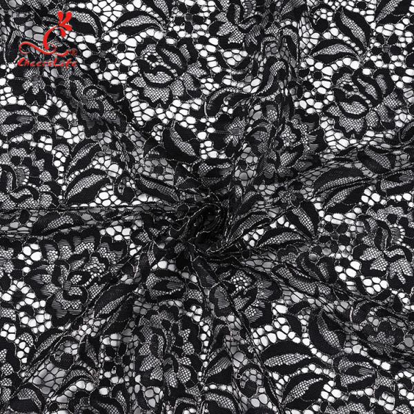 High quality black nylon lace fabric for long dress