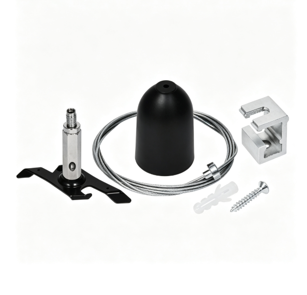 Black Plastic Round Ceiling Canopy Adjustable Cable Gripper for Track Light