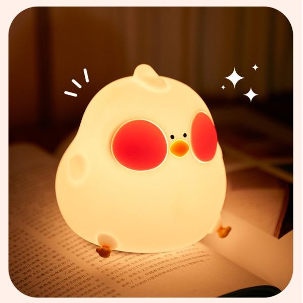 Спальня Мягкий свет Спальная кровать лампа Силиконовый коврик Столовая лампа Мобильный телефон держатель Дети цыпленок Маленький ночной свет