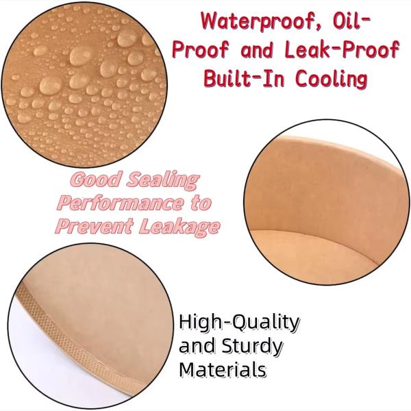 Factory Wholesale Disposable Kraft Paper Bowls 500ml 1000ml Food Packaging Containers UV Coating Embossing