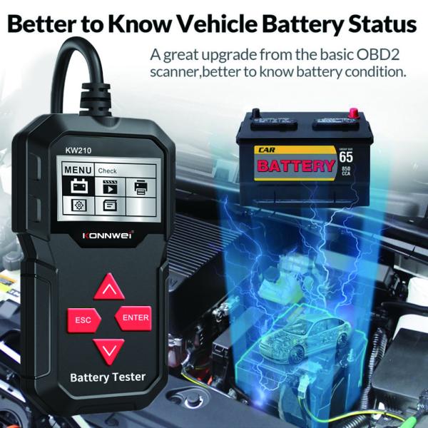 Backlit Screen CCA 2.4 Auto Battery Analyzer KONNWEI KW210
