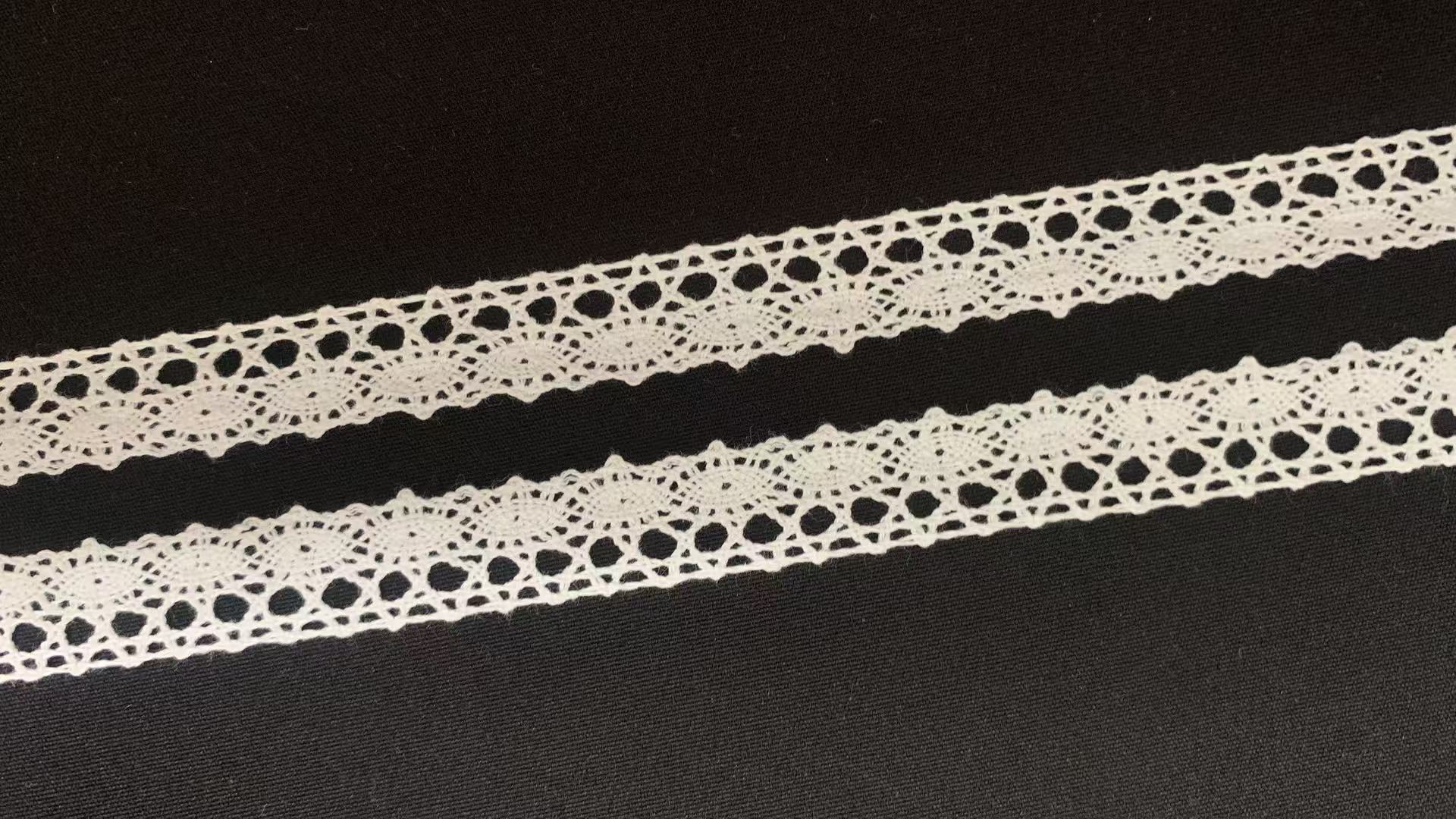 Wholesale Factory 100% Cotton Crochet Lace Trim, 2cm Exquisite Hollow Knitted Lace for Garment & Home Textile