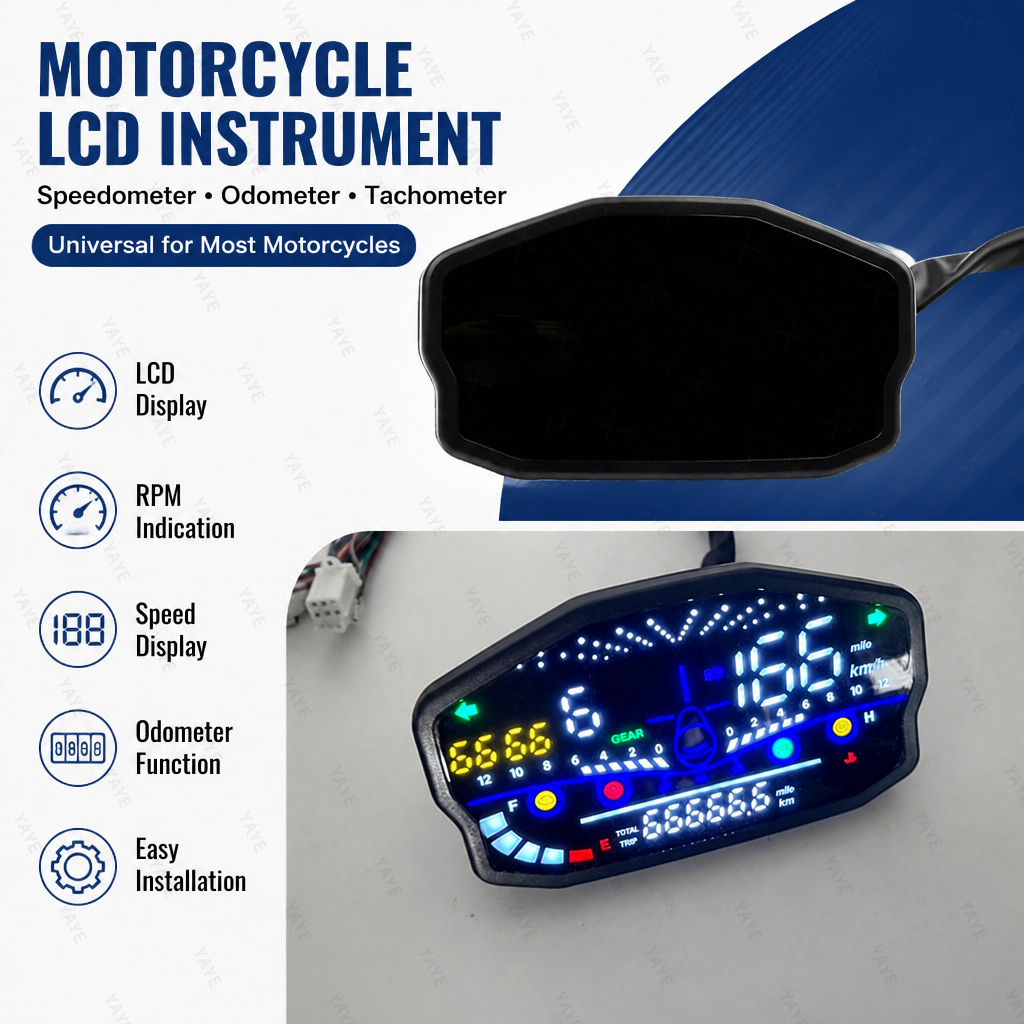 Universal LED Screen Display Motorcycle Speedometer Digital Tachometer Dashboard Fuel Gauge for Honda Ducati Yamaha