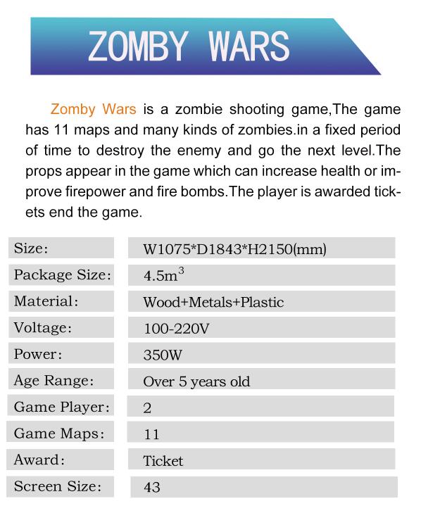 Машина аркады выкупления стрельбы воды Zombywar сумасшедшая для торгового центра