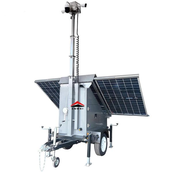 Rapid Deployment Solar Security Trailer 6 Meters Manual Mast For Remote Area Monitoring