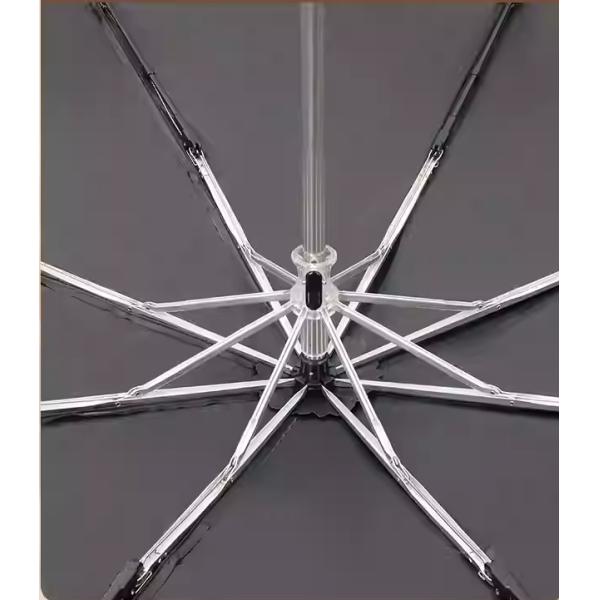 8 costillas ligero resistente al viento manual abierto cerrado sombrilla creativa con abrigo UV negro 190t Pongee