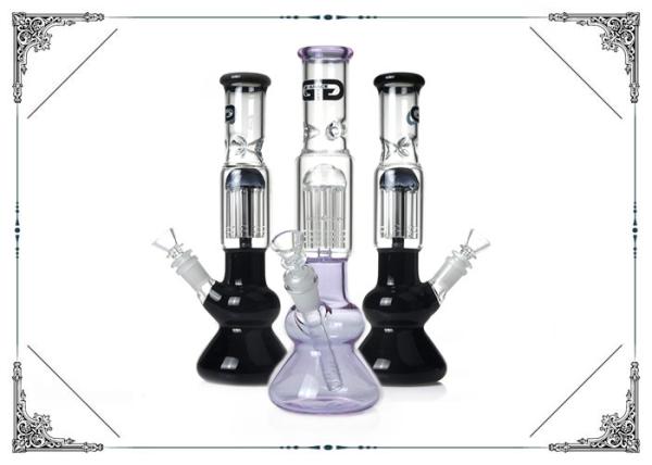 10 Inches Double Round Base Glass Bong 4 Arms Tree Perc Hookah Smoking Pipes