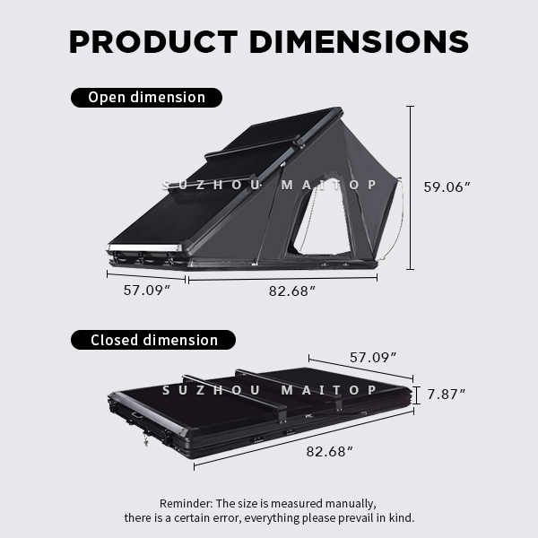 Triangle Aluminum Camping Roof Tent 1-2 Person Rooftop Tents Hard Shell
