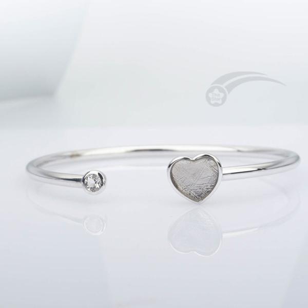 925 Sterling Silver Meteorite Bracelets Heart Bangle Bracelet 10mm