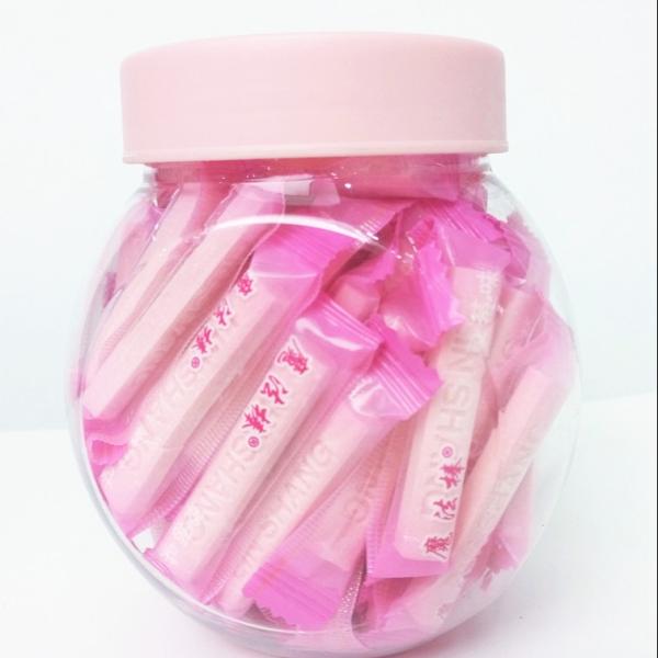 Doces duros saudáveis da vara mágica cor-de-rosa, doces duros da morango 4g