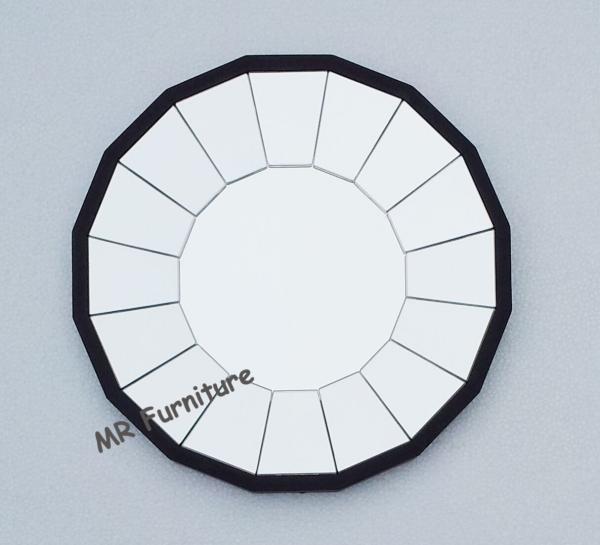 Wooden Frame Wall Mirror For Dining Room , 40cm Round Wall Mirror Decor