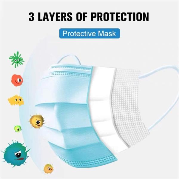 Wholesale Disposable Filter Mask / 3 Ply Earloop Face Masks With Elastic Earloop