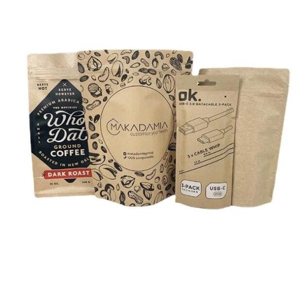 Custom High Quality Kraft Paper Zipper Lock Stand up Plastic Bag Coffee, Tea Foods Packaging Bag