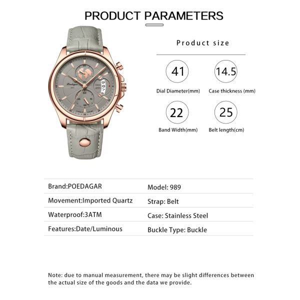 Waterproof Men's Quartz Chronograph Watch – Leather Strap· Luminous Dial | OEM