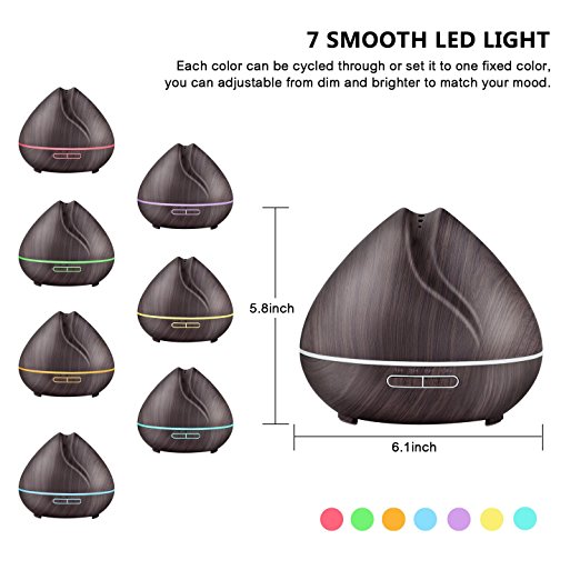 High Quality Wood Grain Ultrasonic Aroma Diffuser With 7 Color LED Night Lights Electric Essential Oil Diffuser