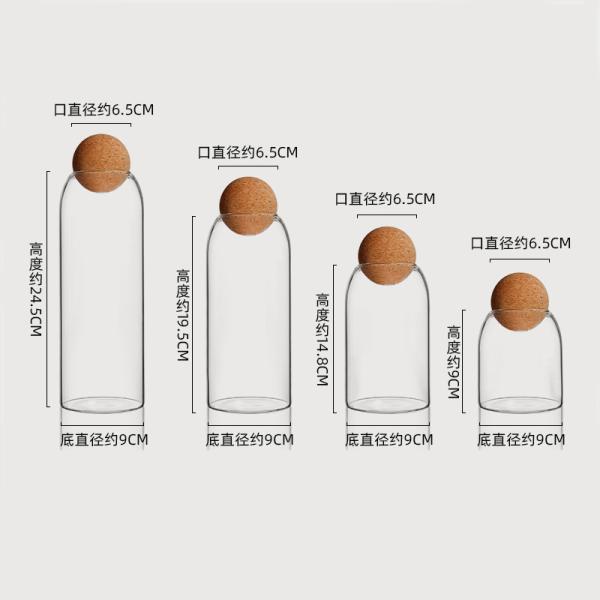 Round cork ball stopper ,cork lid for food storage glass bottle  ,food container