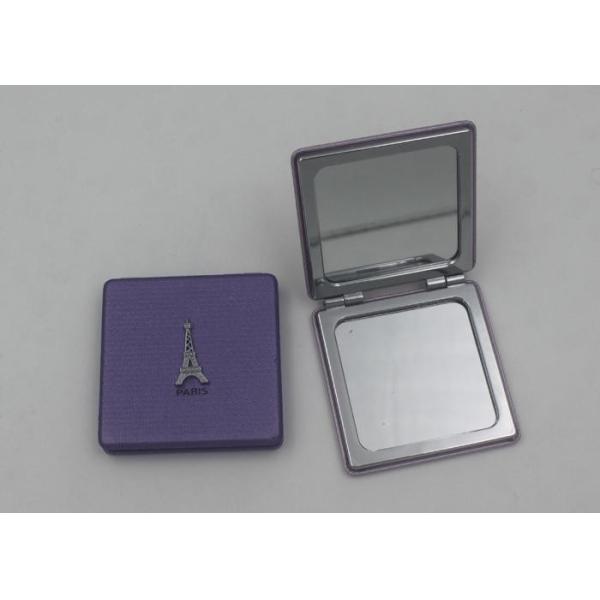 Colorful Faux Leather Travel Square Makeup Mirrors with Iron Tower