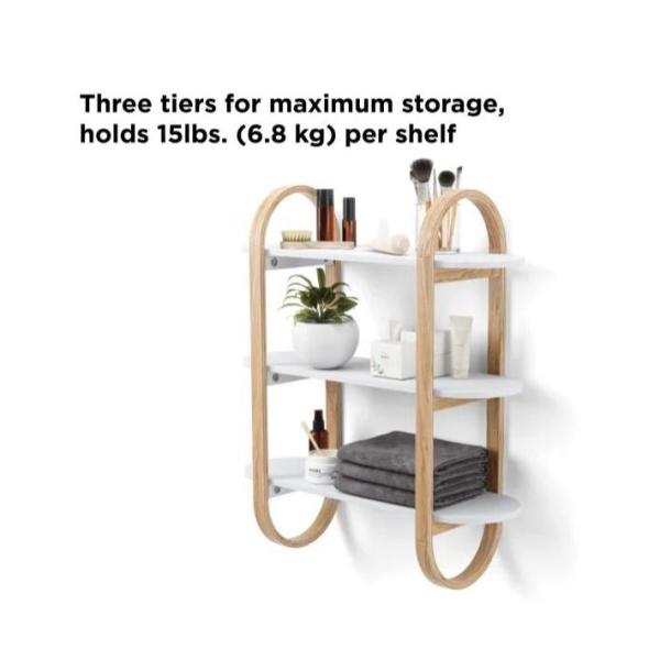 White-Natural Floating Hanging Shelves for Wall Decoration in Dining Room Display