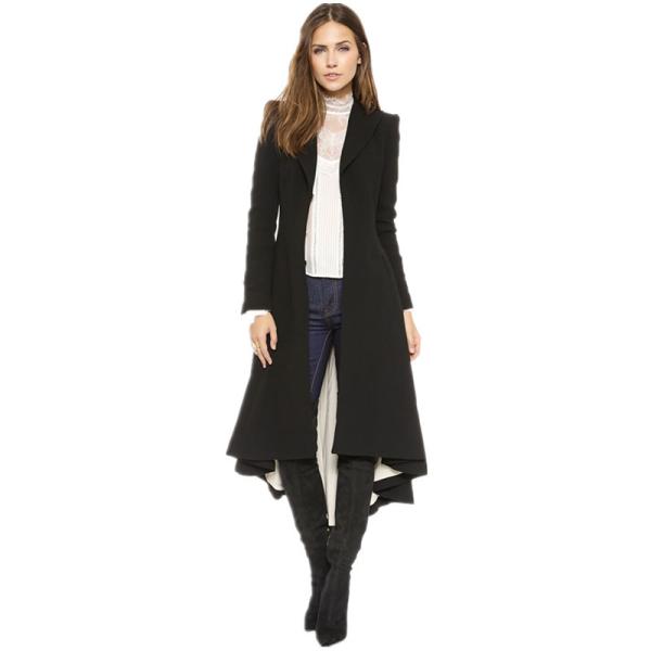Autumn Winter Women Swallowtail Woolen Long Black Trench Dovetail Slim Blazer Dress 4XL 5XL Plus Size Goth Trench Outwea