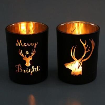 Suporte 15oz de Mercury Pillar Color Glass Candle do Natal 3,5 * 4 polegadas
