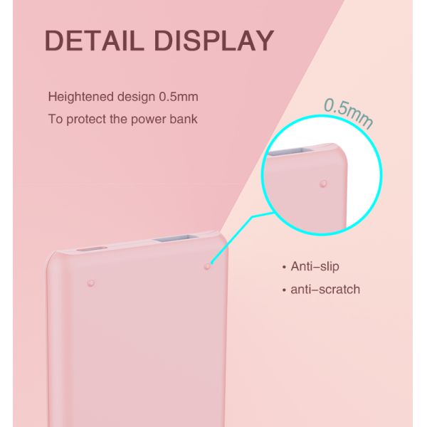 LED Display Mini Portable Charger Ultra Slim Power Bank Macaron Colors 5000mAh
