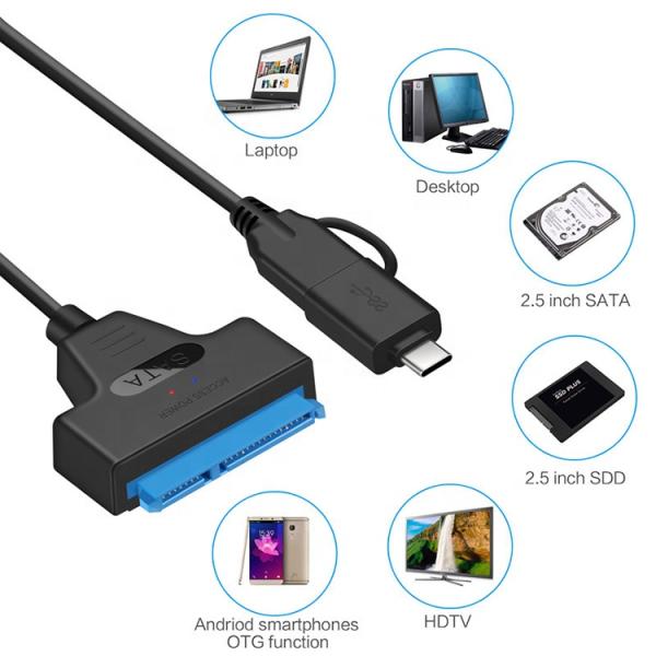 High Speed 5Gbps 2.5 Inch SSD HDD Hard Disk Type C USB 3.0 Sata Adapter Cable