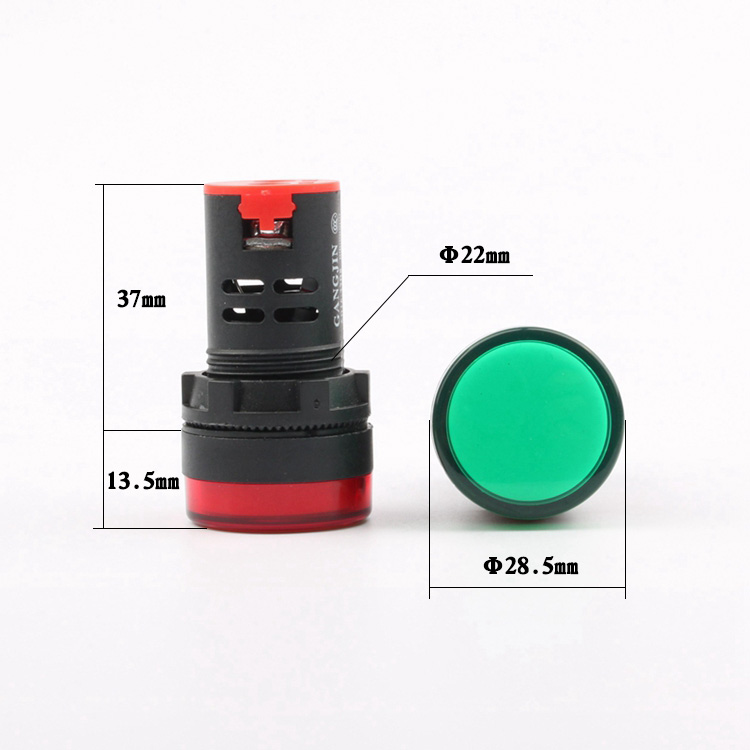AD16-22D/S Industrial Control Equipment Indicator Light Red/Green/Blue/White/Yellow 12V-380V LED IP55 22mm Mounting Hole Plastic