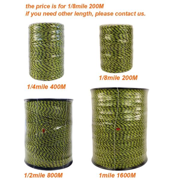 Portable Electric Fence Polywire, Electric Fence Wire with 9 Strands Stainless Steel Conductors for Reliable Conductivity, UV Rust Resistant